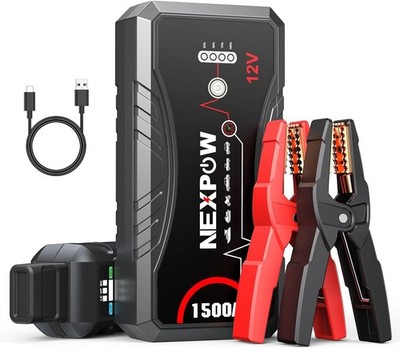   NEXPOW Starthilfe Powerbank 1500A   12V Auto Jump Starter mit LED & USB  ️