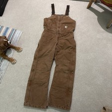 Carhartt WR027 BRN Bib Overalls Womens 6x30 Quilt Lined Double Knee Carpenter GC
