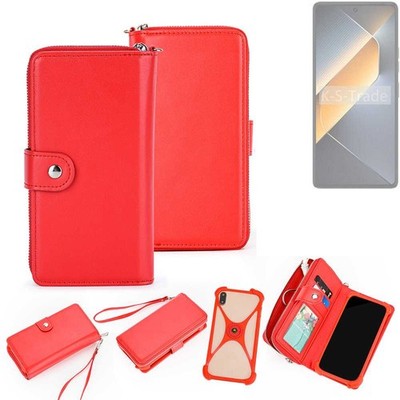 2in1 Hülle Portemonnee für Tecno Pova 6 Pro Schutzhülle Case Handyhülle rot