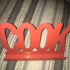 Coral Red Cook Book Stand Holder Metal Bookrest Recipe Matte Kitchen Decorative