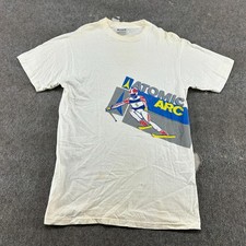 VINTAGE Atomic Arc Ski Shirt Mens L White Downhill Skiing Single Stitch USA 90s