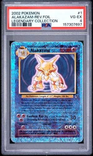Pokemon Alakazam Reverse Holo Legendary Coll. 1/110 PSA 4