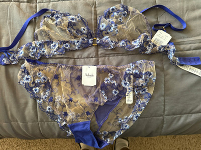 Aubade Idylle A Giverny brief XXL and wireless bralette M Blue/Ivory