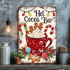 Christmas Hot Cocoa Bar Weather Tin Metal Signs Home D cor Wall Art 8x12