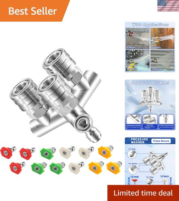 #ad Triple Pressure Washer Nozzle 3 in 1 Power Washer Tips 3 Nozzles for Pressu... $48.59