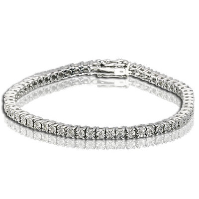 1 Row Natural Diamond Sterling Silver Tennis Bracelet 1/4 carats