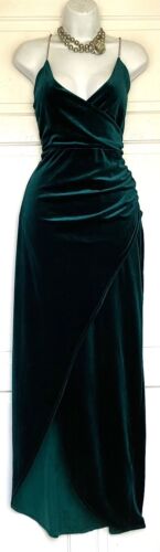 QUIZ RICH GREEN VELVET EVENING OCCASION PARTY MAXI DRESS SIZE 16
