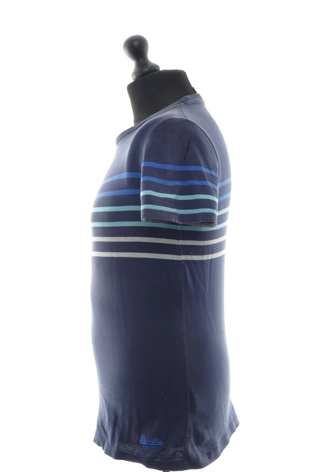 Superdry Herren T-Shirt S blau dunkelblau gestreift Rundhals Jersey Baumwolle - Bild 4 von 4