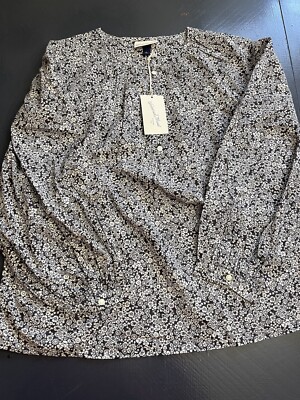 Universal Thread S Black & White Floral Long Sleeve Blouse NWT