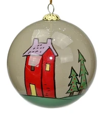 3” Li Bien Glass Ball Christmas Ornament SaltBox Country Home School House