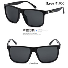LOCS 91055 Black Sunglasses  Authentic Gangster Oversized Flat Top Men's Shades
