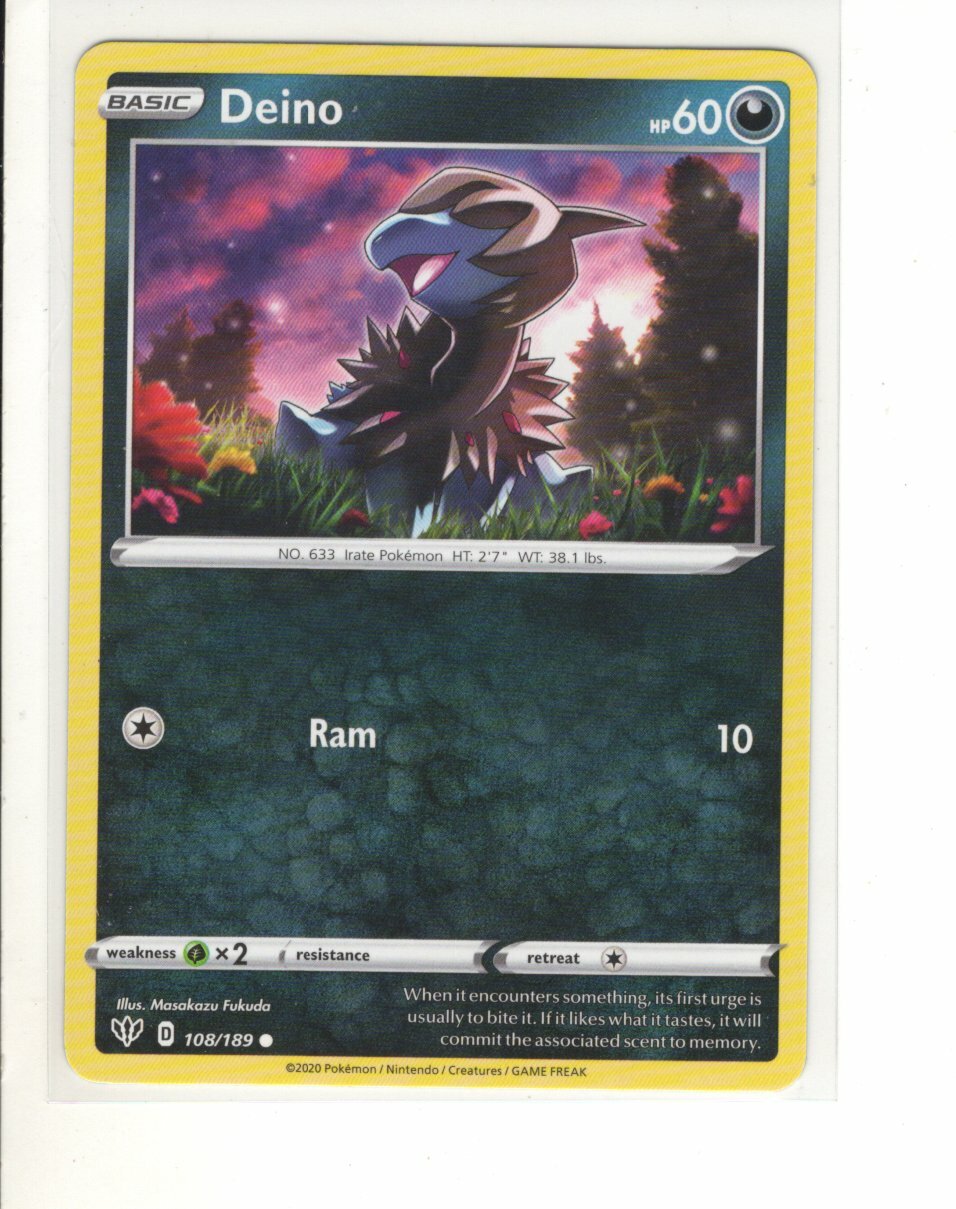 DARKNESS ABLAZE SET DEINO POKEMON CARD 108/189 NM/M