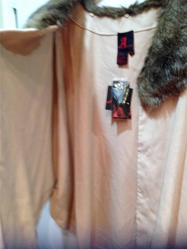 Women's Winter Fall Church Faux fur trim Cape Wrap poncho shawl jacket plus 2X3X - Picture 7 of 12