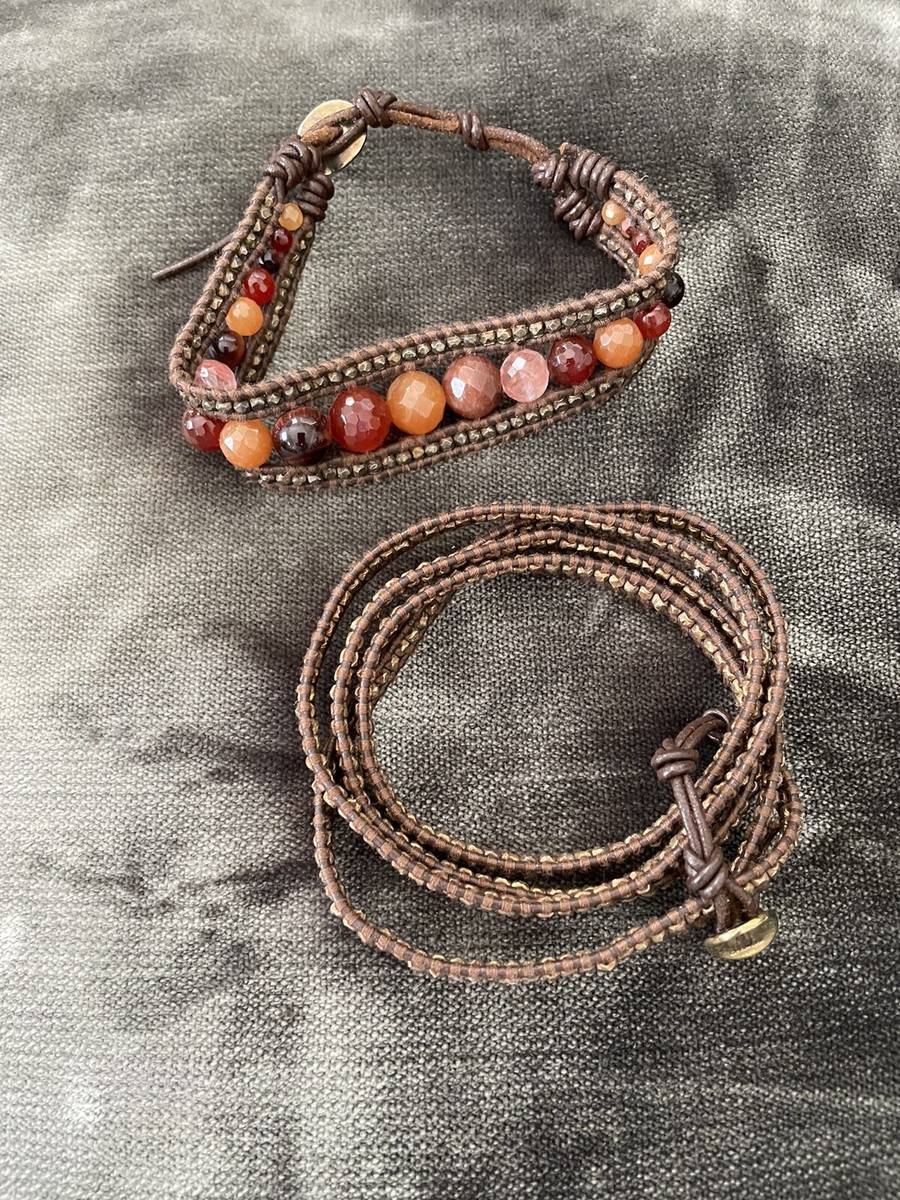 く*や様 新品　CHAN LUU　Double Wrap Bracelet Chan Luu | Multi Nugget Sectioned Black Leather Wrap