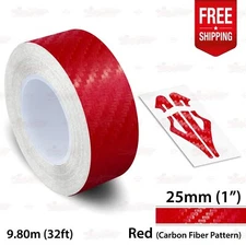 CARBON FIBER RED 1" 25mm Roll PIN STRIPE PinStriping TAPE Decal Vinyl Sticker