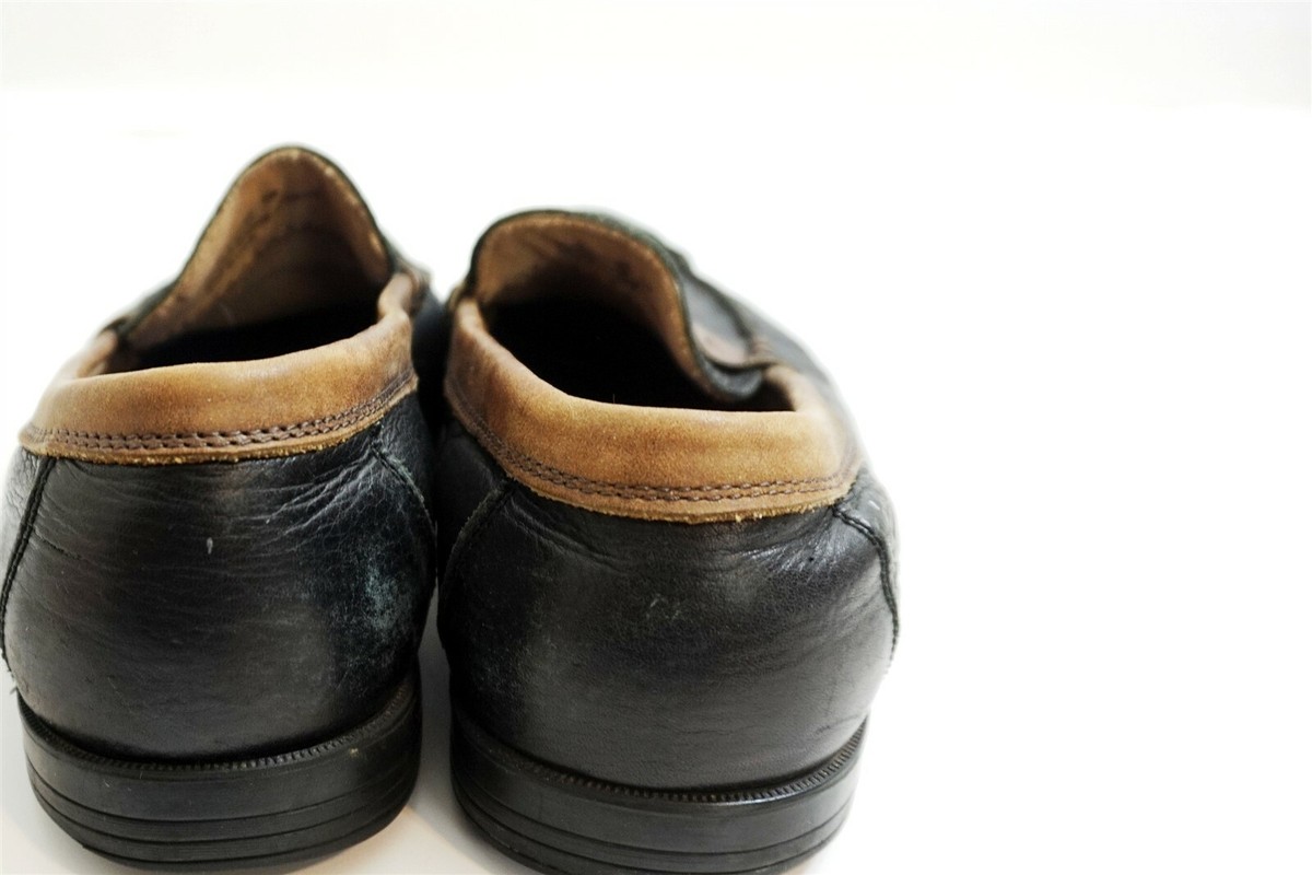 Florsheim Cricket Black And Brown Leather Loafers FLORSHEIM CRICKET PENNY BLACK / BROWN LEATHER LOAFER SHOES  main image 2