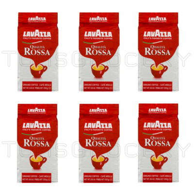 6 x LAVAZZA QUALITA ROSSA Rich & Full Bodied Premium Ground Coffee 250g 8.8oz