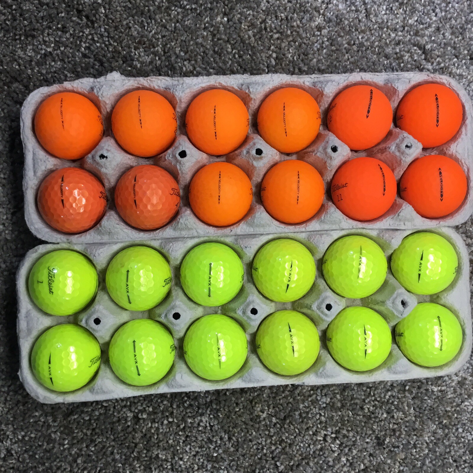 Titleist Velocity  Orange And AVX Yellow golf Balls 24