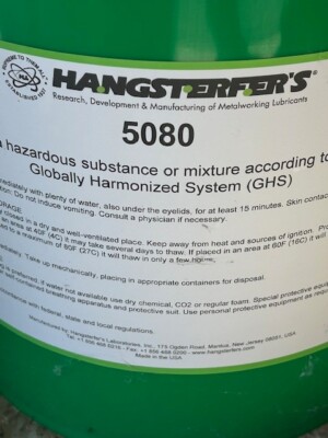 HANGSTERFER'S 5080 5 GALLON PAIL SEMI SYNTHETIC SOL. OIL HANGSTERFERS