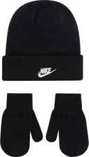 NEW Nike Beanie Nike Toddler Baby Beanie and Mittens 2 Piece Set 2T - 4T Black