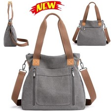 Women's Canvas Tote Purse Work Shoulder Bags Crossbody Bag Multi-pocket Handbags