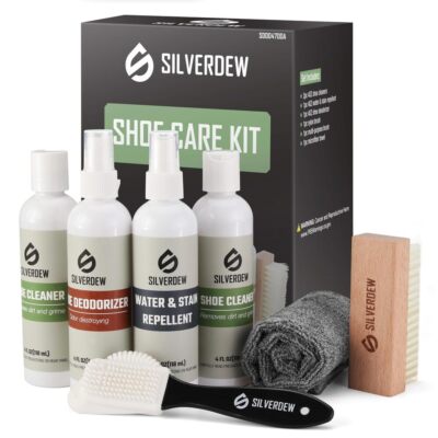 7PIECE Shoe Cleaning Kit w/2 Bottles Shoe Cleaner 2 Brushes Deodorizer Protector