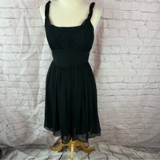 banana republic little black dress sz 4 sheer silk layer elegant midi