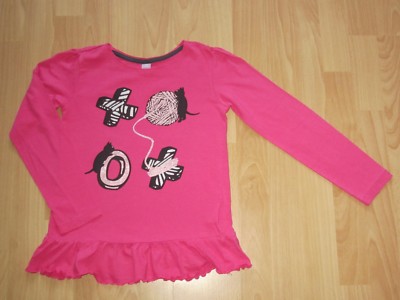 ~** Dopodopo **~** süßes Langarm-Shirt **~**  Gr. 128 **~** pink Katzen Glitzer 