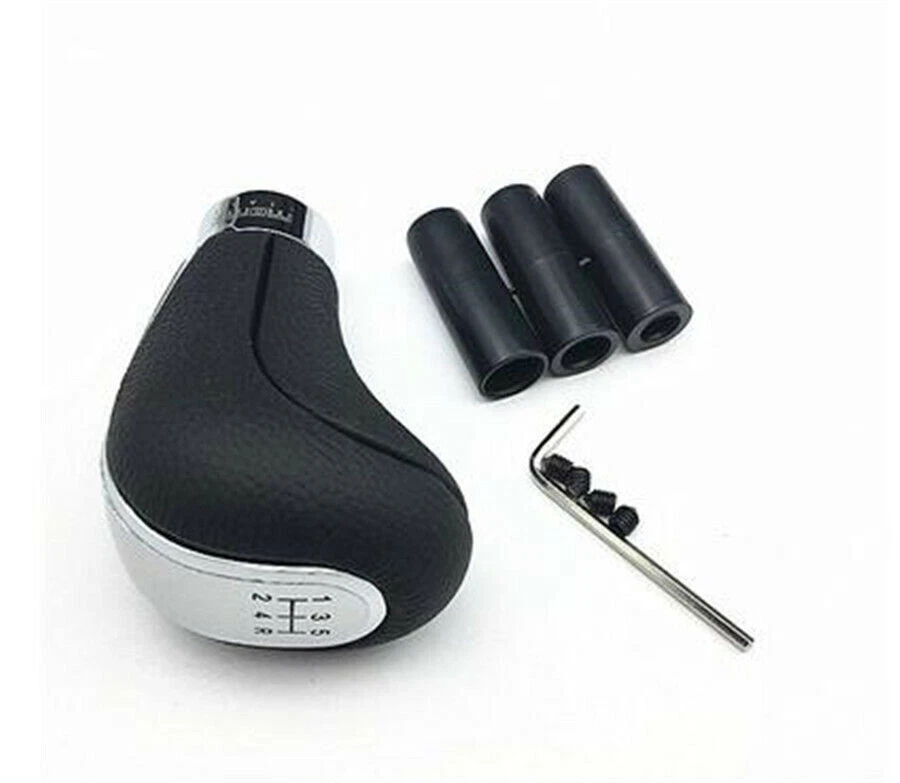 Universal Black 5Speed PU Leather Manual Car Gear Shift Knob Stick Lever＋Adapter - Image 2 of 4