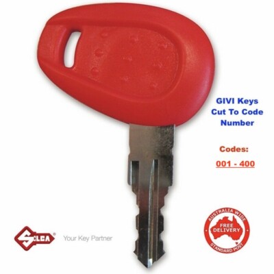 GIVI Motorcycle Top Box Lock Keys Cut To Code Number 001-400 -Free Post In Aust