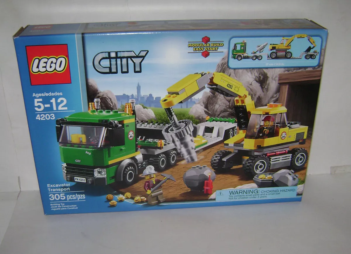 NEW 4203 Lego CITY Excavator Transport Building Toy SEALED BOX RETIRED RARE A