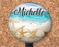 Summer Badge Reel Retractable ID Holder Personalized with Name N1003