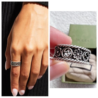 Gucci Sterling Silver GG Flower Ring Womens Size 15 US 7.25 - NEW in Box