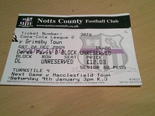 notts county v grimsby town match day ticket 2009/10 season with free postage