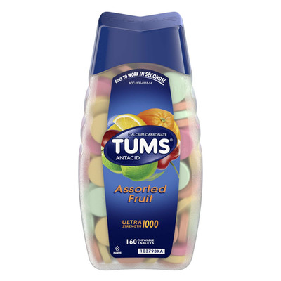 TUMS 74610 Ultra Strength Assorted Fruit Antacid Chewable Tablet for Heartburn R