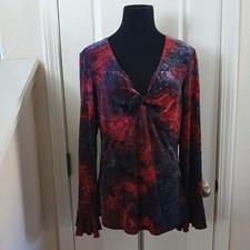 Y2K 90s Vintage Burnout Velvet Flare Bell Sleeve Whimsygoth Dark Fairy Grunge