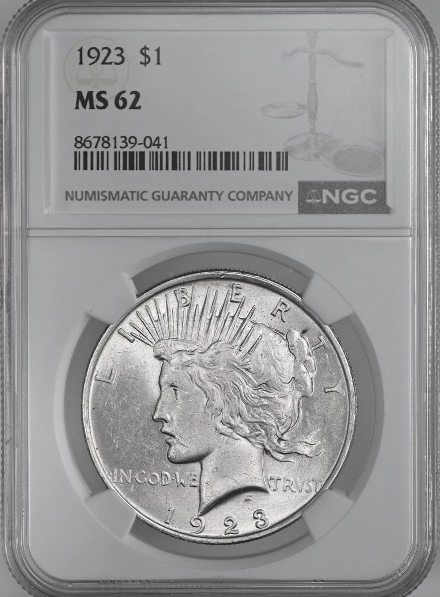 25+ Grade MS 62 Peace US Dollars (1921-1935), 1923 for sale