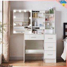 Vanity with Mirror and LED Lights 10 Bulbs with 4 Drawers Dressing table Makeup