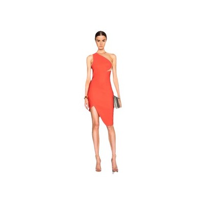 Mugler Coral Dress See Through 38 Orange Sheer Cut Out XS Small