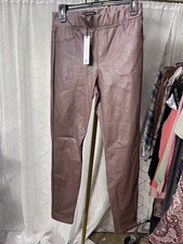 NWT Sanctuary Women's Pants Brown Faux Leather High Rise Pull On Pants Size S