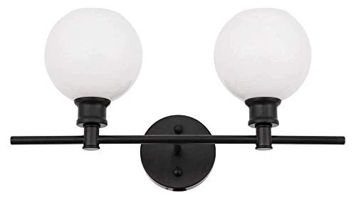 Collier 2 light Black and Frosted white glass Wall sconce - Picture 2 of 3