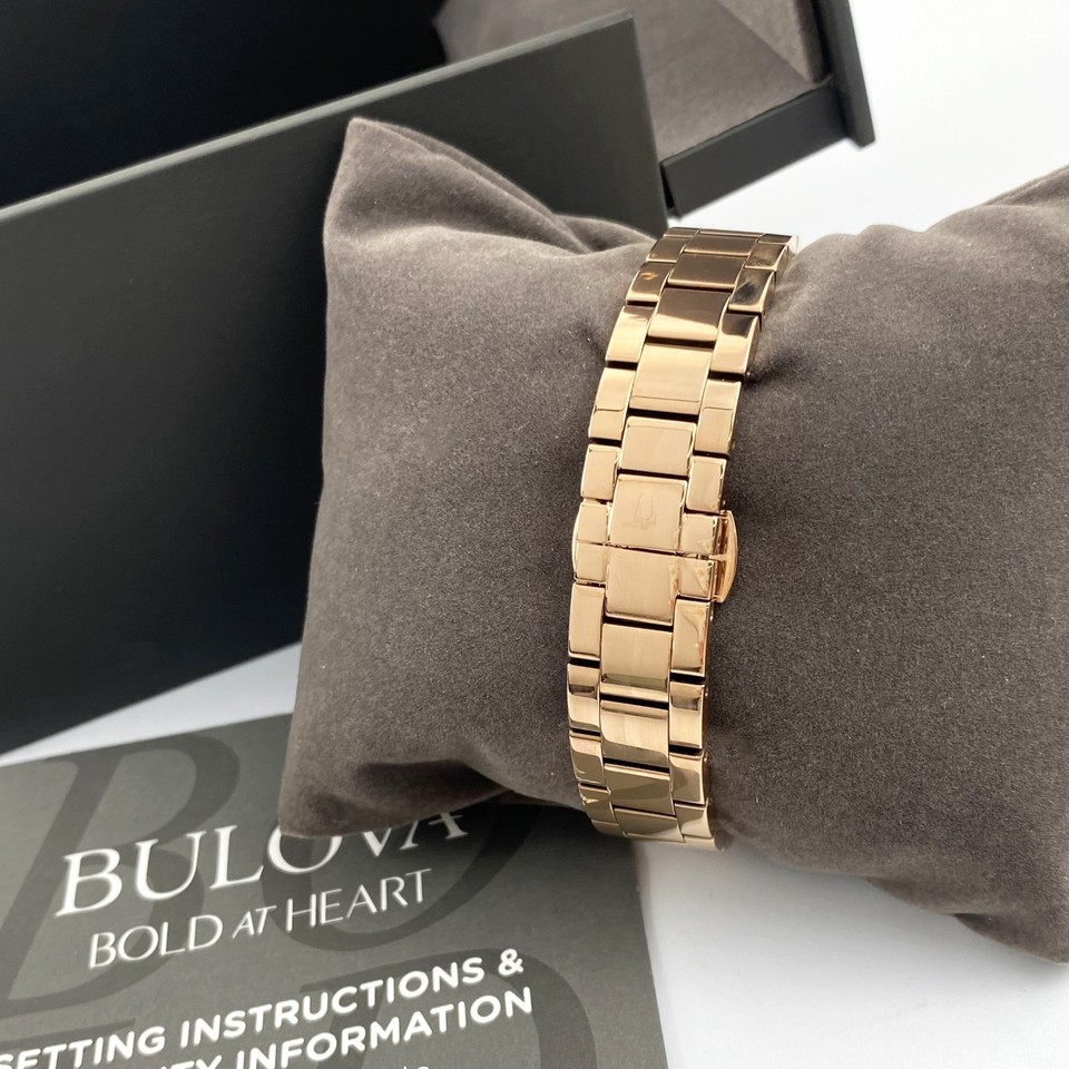 Bulova Surveyor 97P156 Womens Quartz Watch Grey Dial Rose Gold Diamond ...