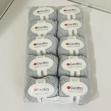 Gedifra Luisa Yarn 10 Balls 50 gr New Sealed Light Gray 55% Cotton 45% Acrylic