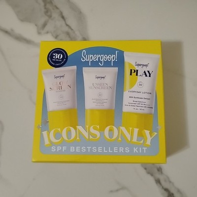 Supergoop Icons Only Bestsellers Kit 3pc. Travel Size BRAND NEW    