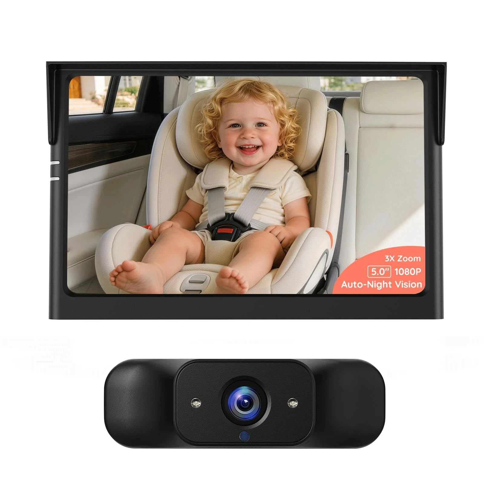 LUCKVIEW BM1 Baby Car Camera Back Seat Pet Monitoring 5 1080P Monitor IR Night