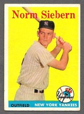 1958 Topps #54 Norm Siebern RC YANKEES Rookie Card NO CREASES VG-EX. rookie card picture