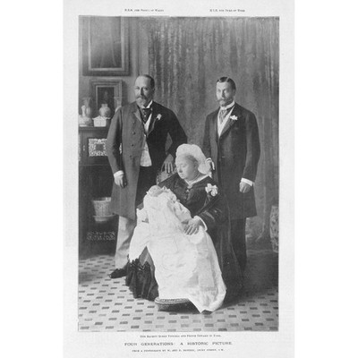QUEEN VICTORIA to Prince Edward - Four Generations - Antique Print 1901