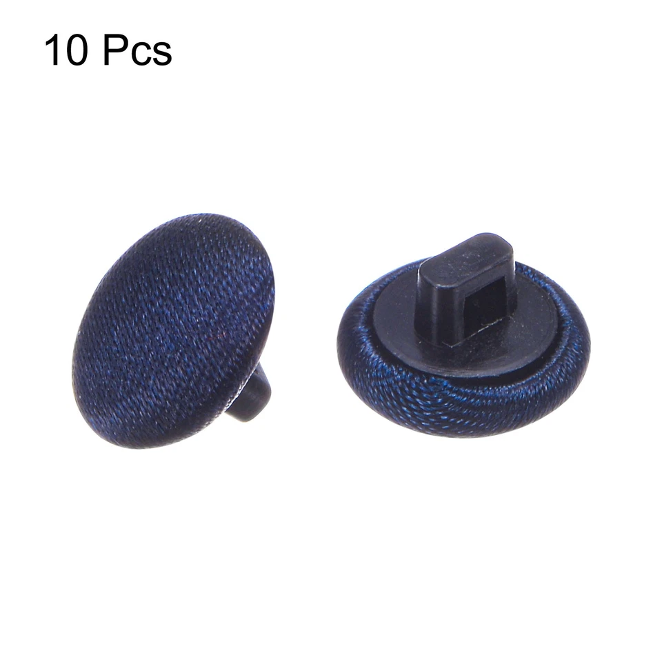 10pcs Fabric Cloth Covered Button 10mm Round Sewing Buttons Bright Navy Blue - Image 3 of 4