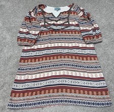 Skies Are Blue Anthropologie Dress Women's Multicolored 3/4 Sleeve Large V Neck