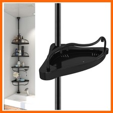 Corner Shower Caddy Tension Pole, 4 Adjustable Shelves, 39-125 Inch, Black